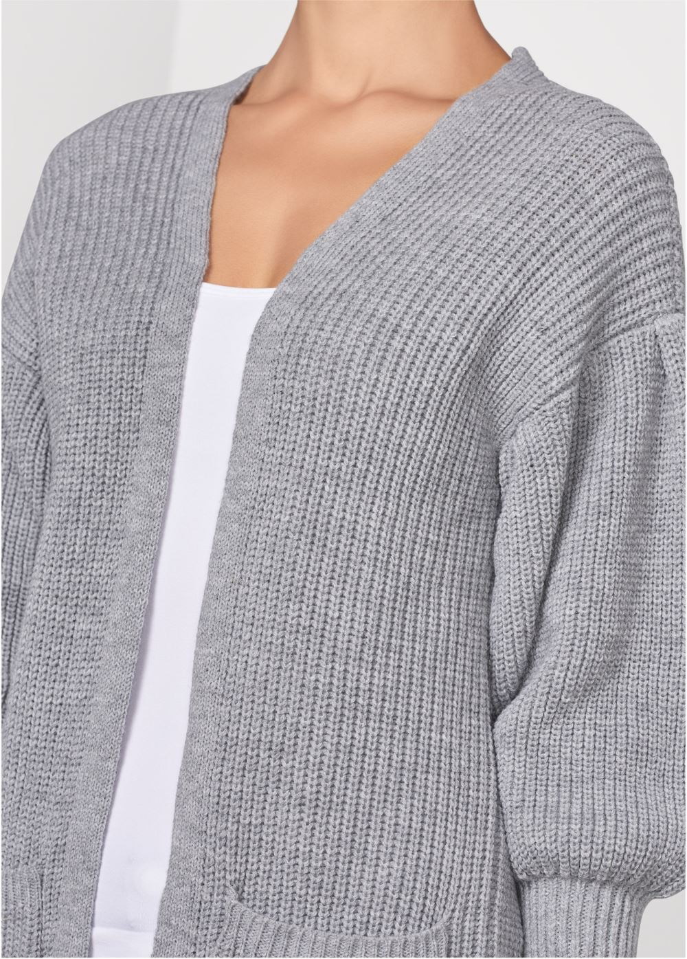 Venus Plus Size Oversized Cardigan in Light Grey