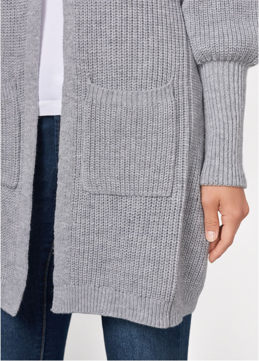 Venus Plus Size Oversized Cardigan in Light Grey