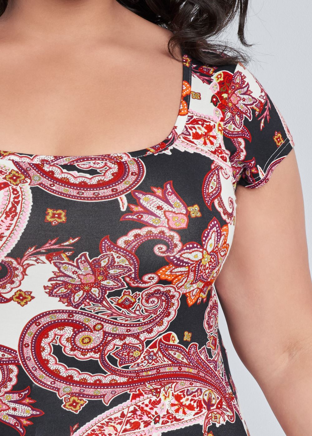 Venus Brown Multi PRINTED SQUARE NECK TOP
