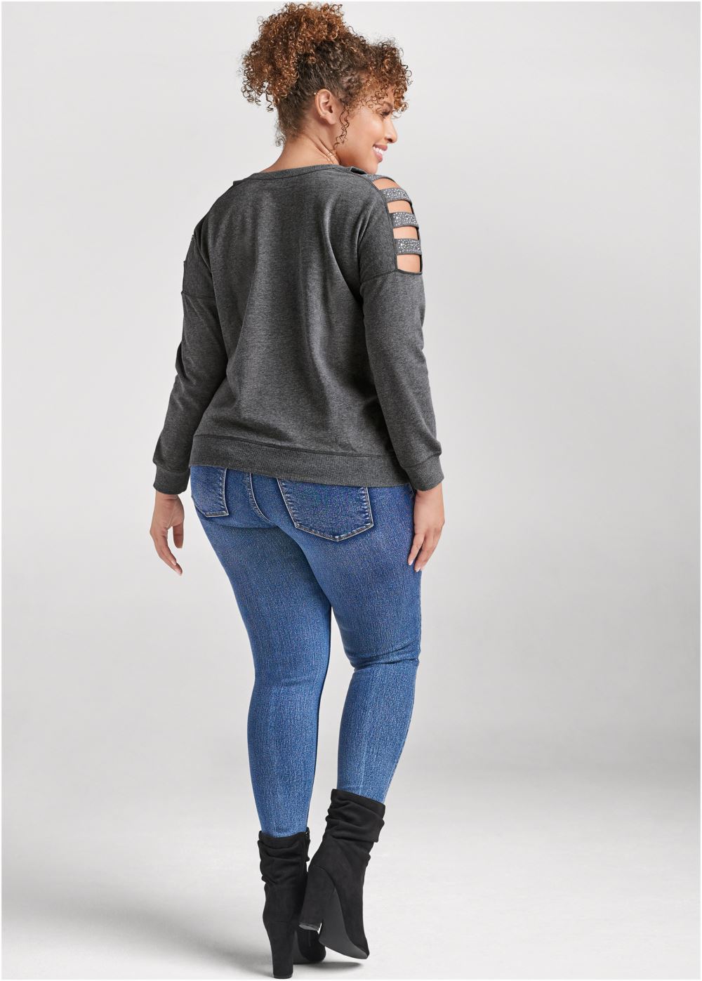 Venus Plus Size Stud Embellished Sweatshirt