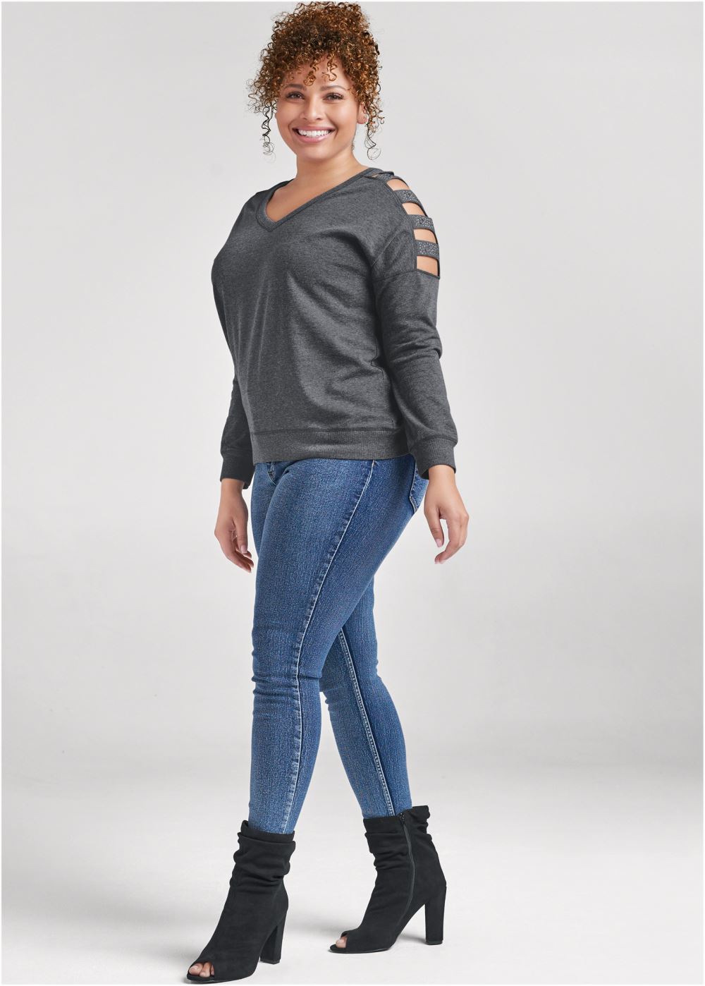 Venus Plus Size Stud Embellished Sweatshirt