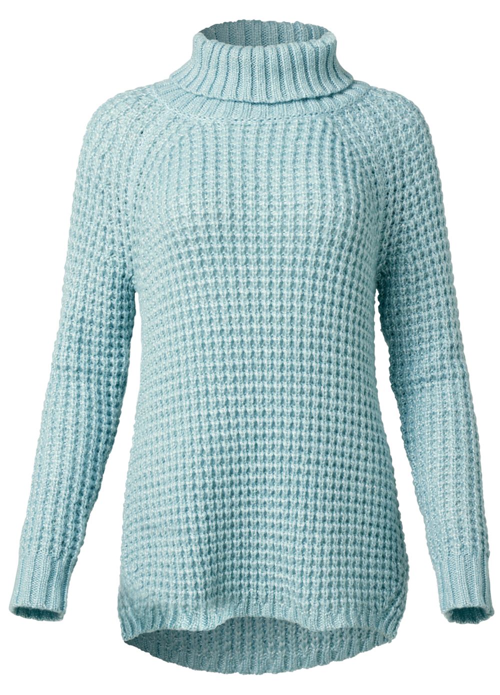 Venus Plus Size Waffle Stich Turtleneck in Light Blue
