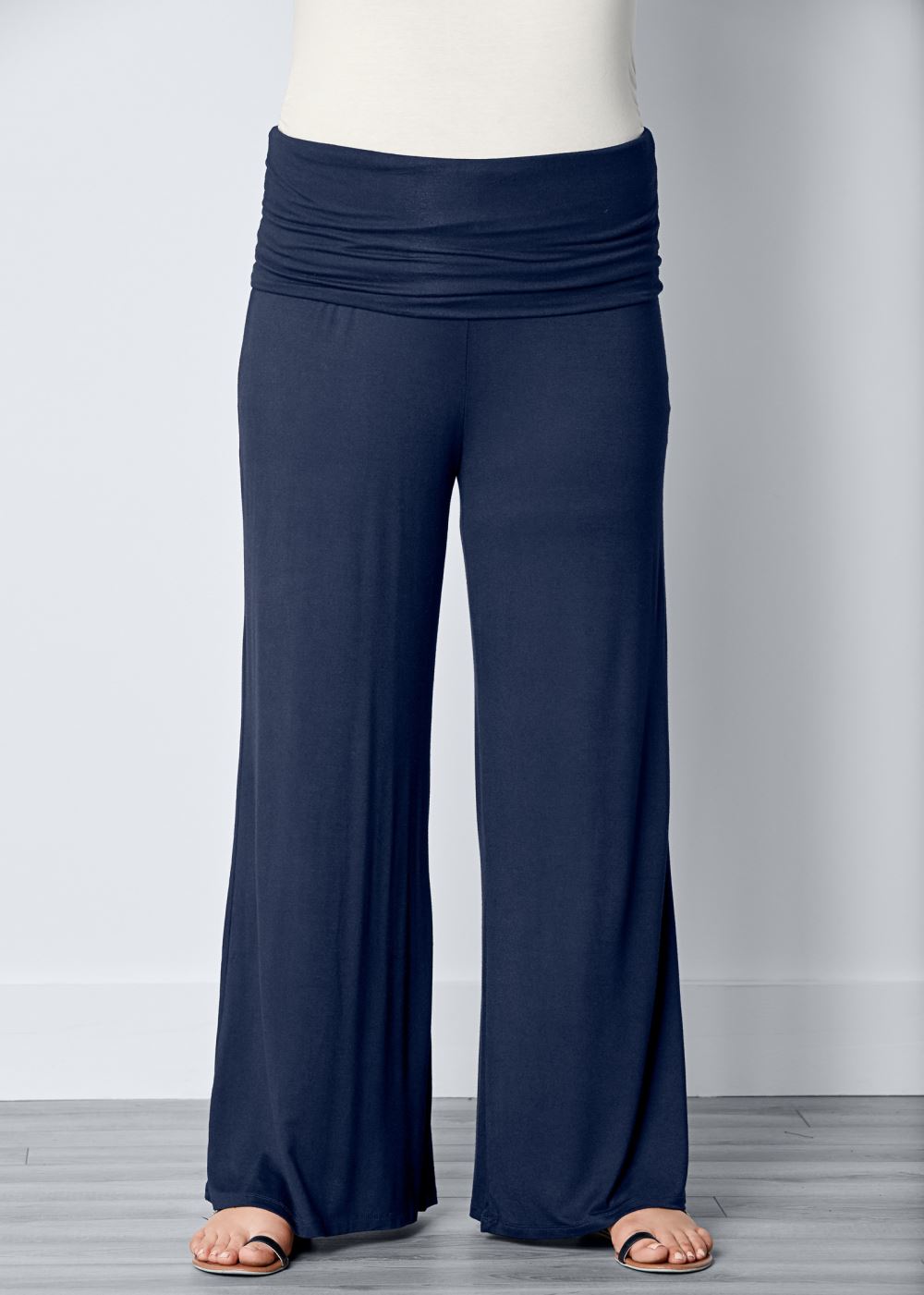 Venus Plus Size Easy Foldover Pants in Navy