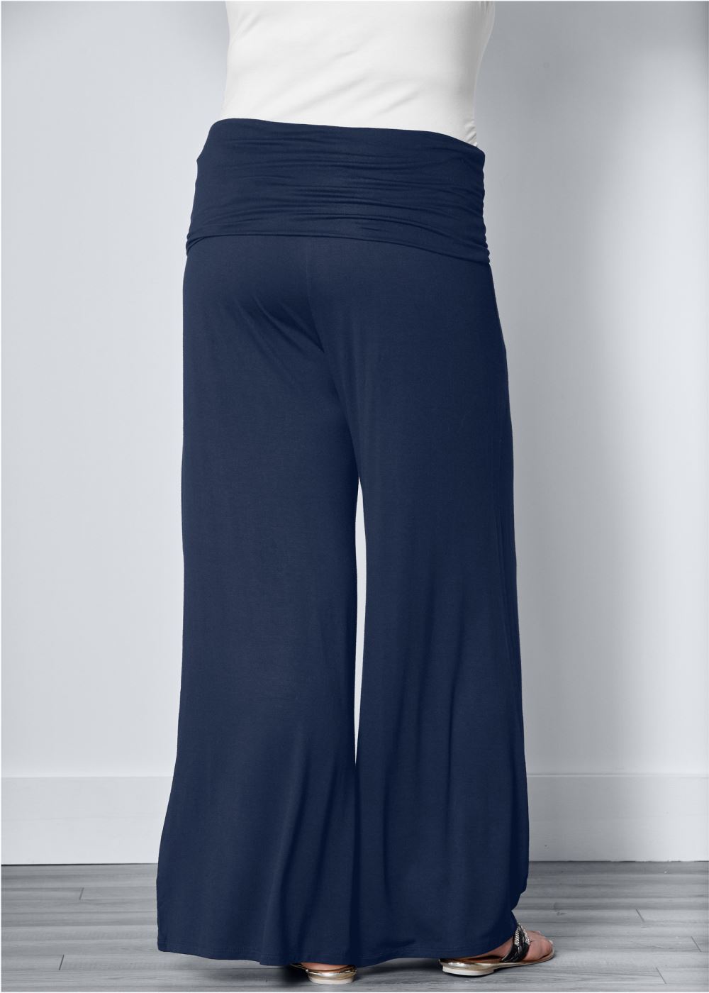 Venus Plus Size Easy Foldover Pants in Navy