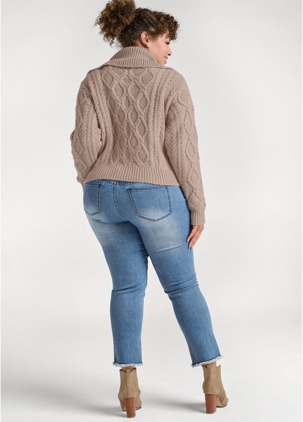 Venus Plus Size Knit Zip Sweater in Moonlight