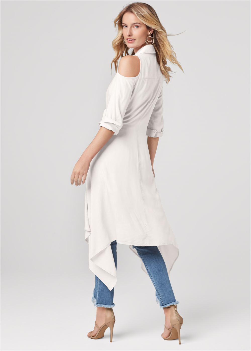 Venus Plus Size Knot Twist High-Low Blouse