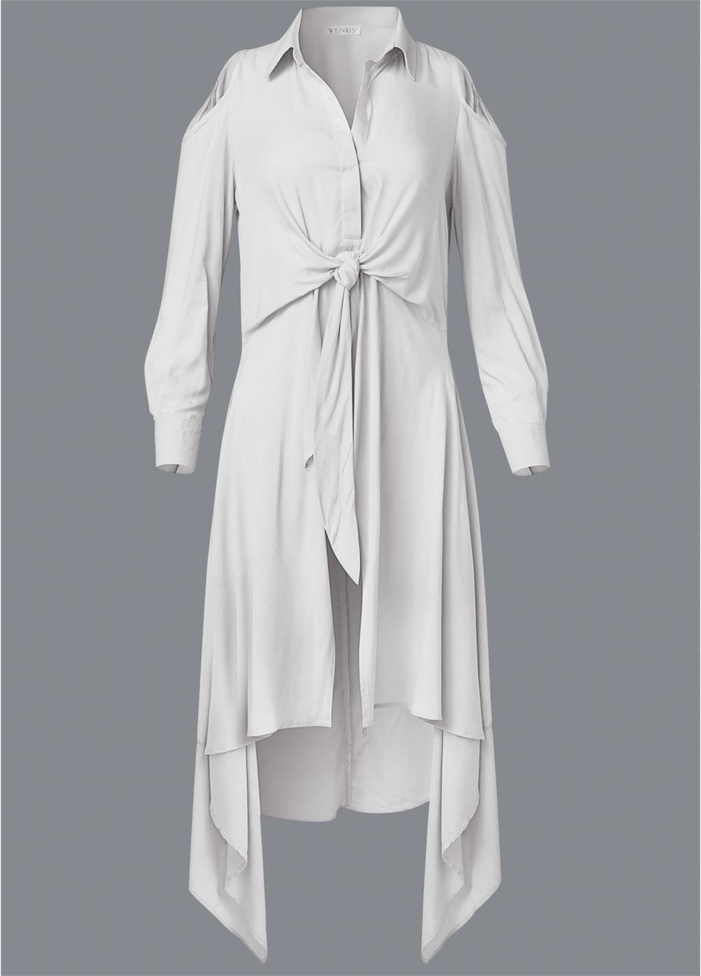 Venus Plus Size Knot Twist High-Low Blouse