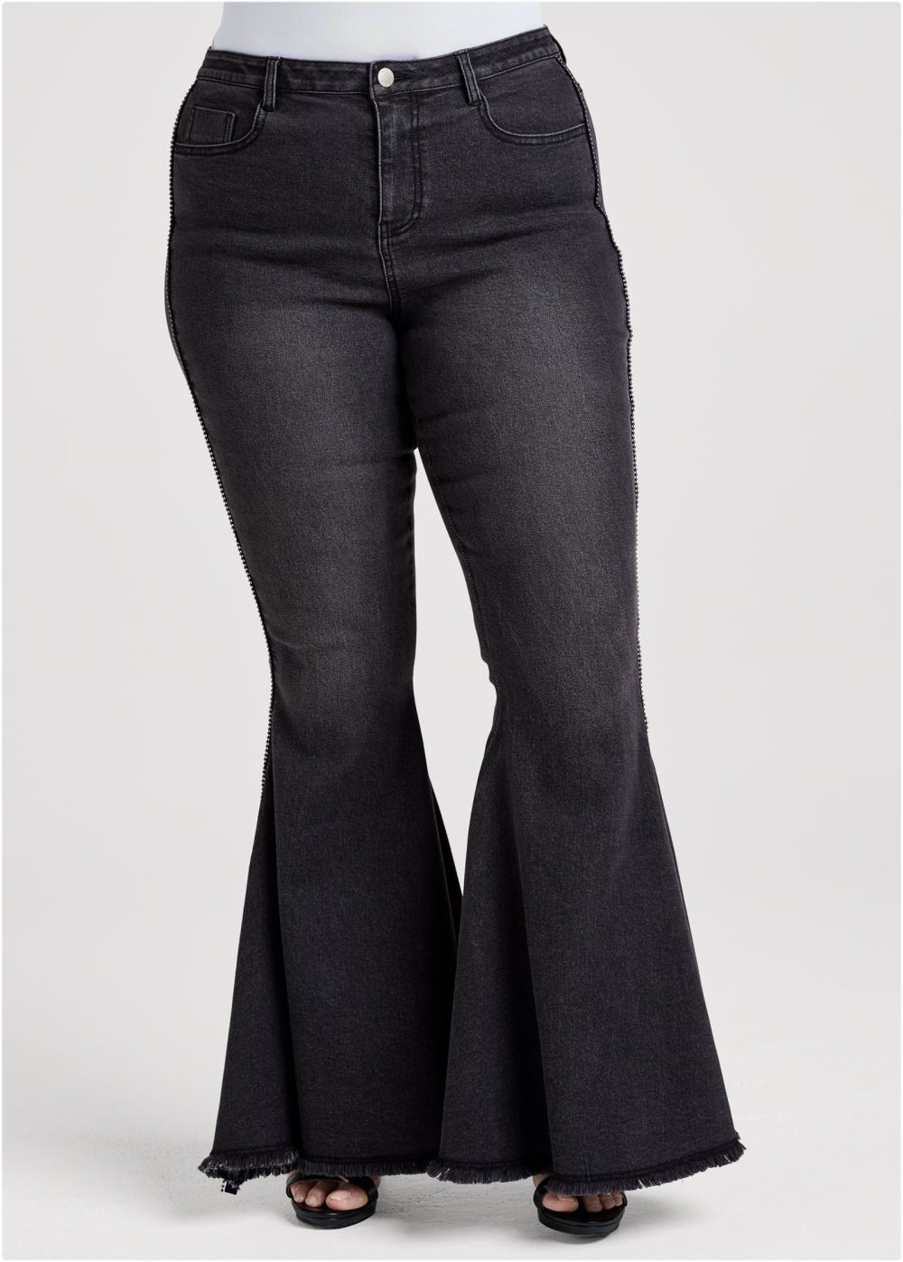 Venus Plus Size Extreme Flare Jeans in Black Denim