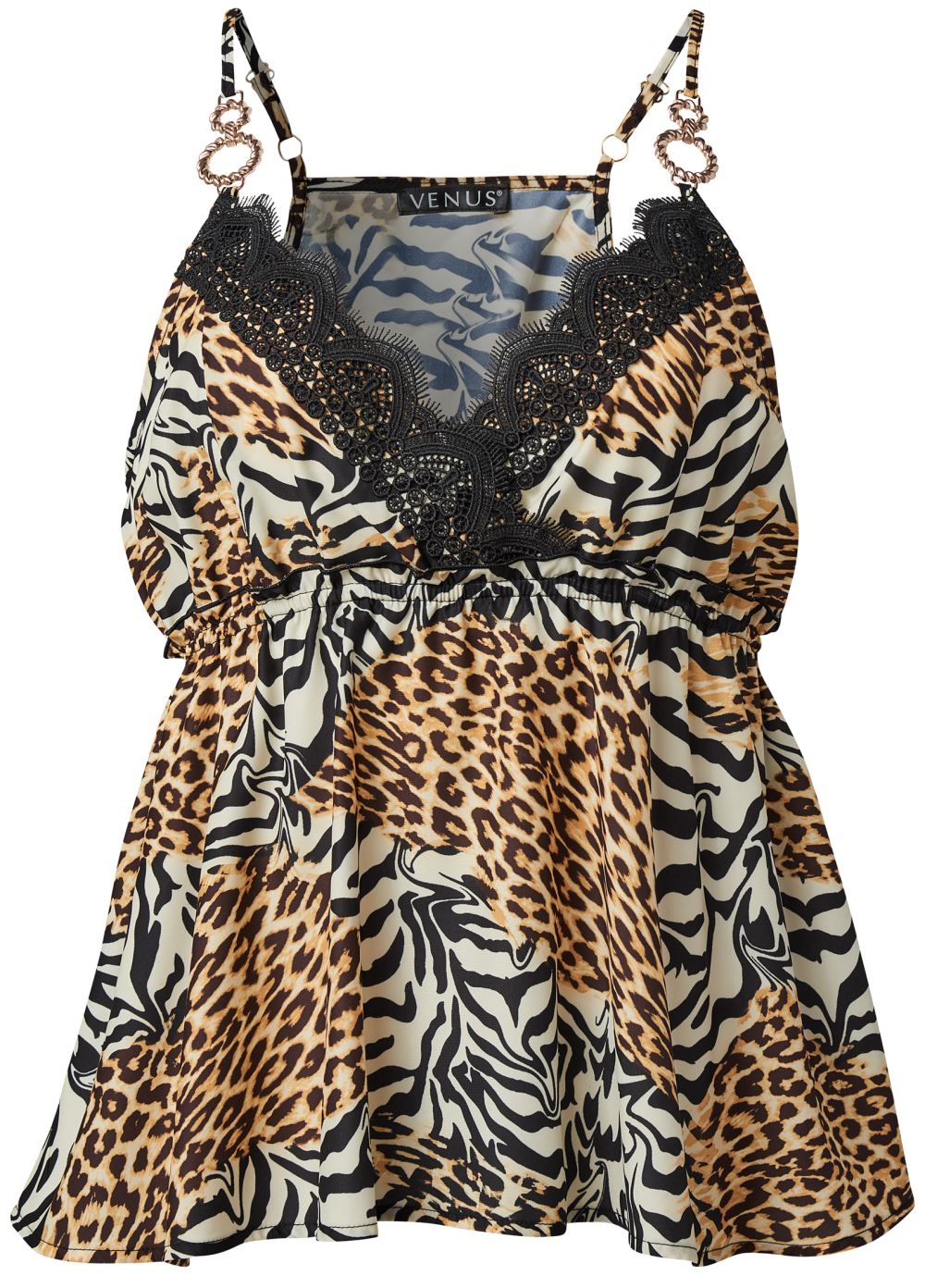 Venus Plus Size Abstract Animal Print Lace Top