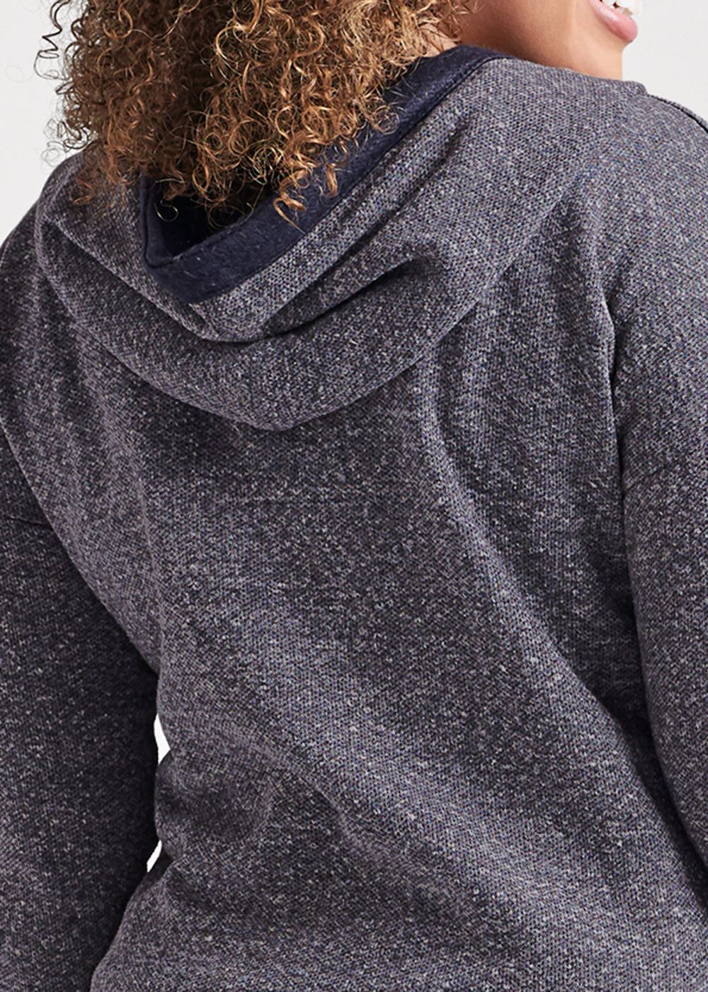 Venus Plus Size Tunic Length Zip Up Hoodie Jacket in Navy