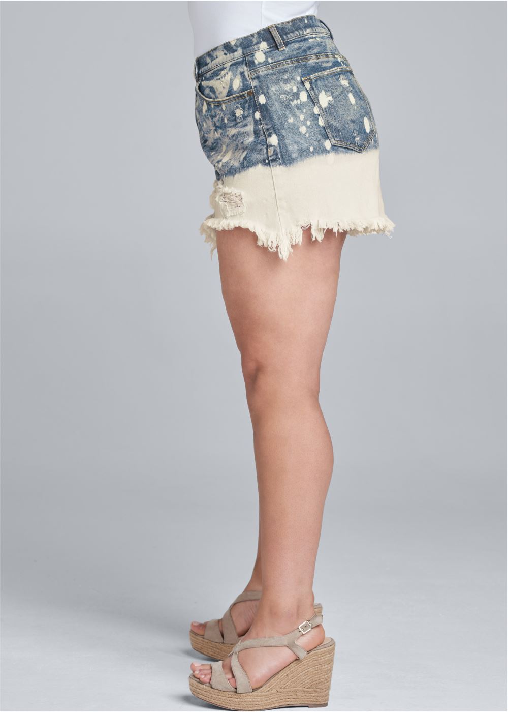 Venus Plus Size Bleached Jean Shorts - Denim Blue