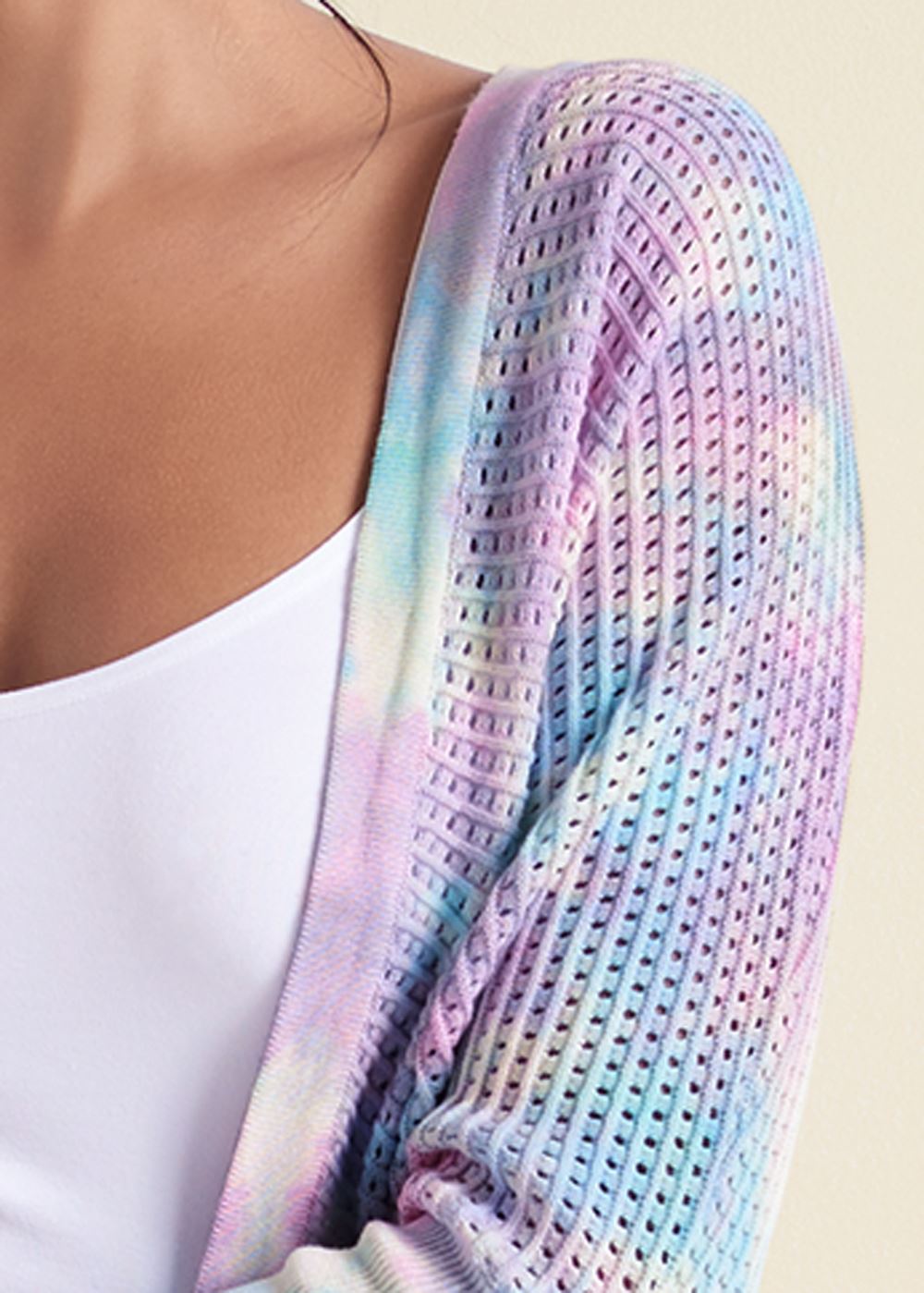 Venus Plus Size Tie-Dye Cocoon Cardigan in Pink Multi