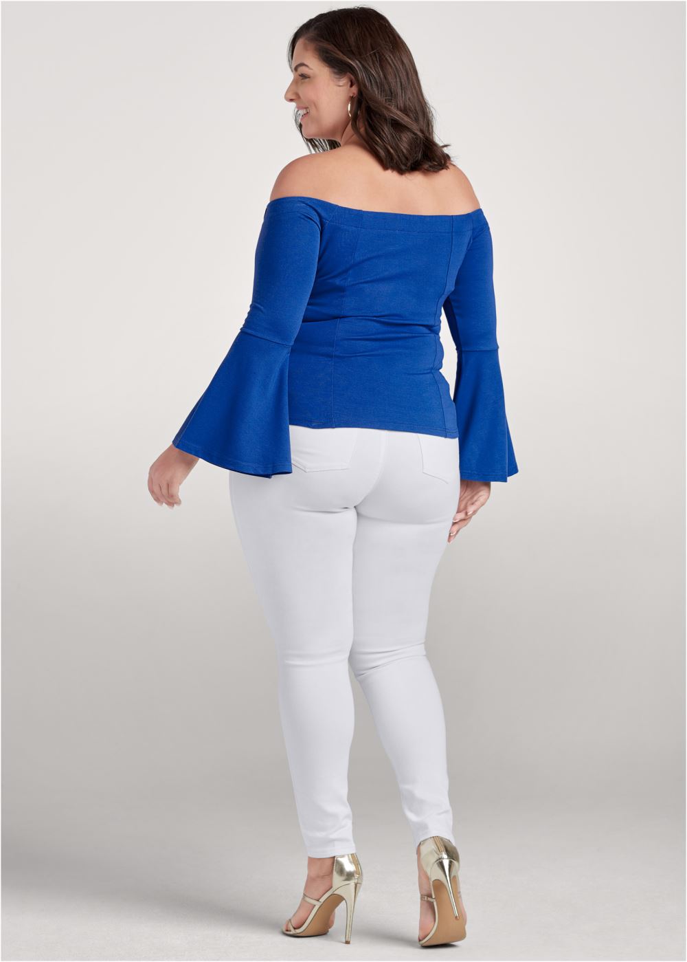 Venus Plus Size Off-The-Shoulder Grommet Top