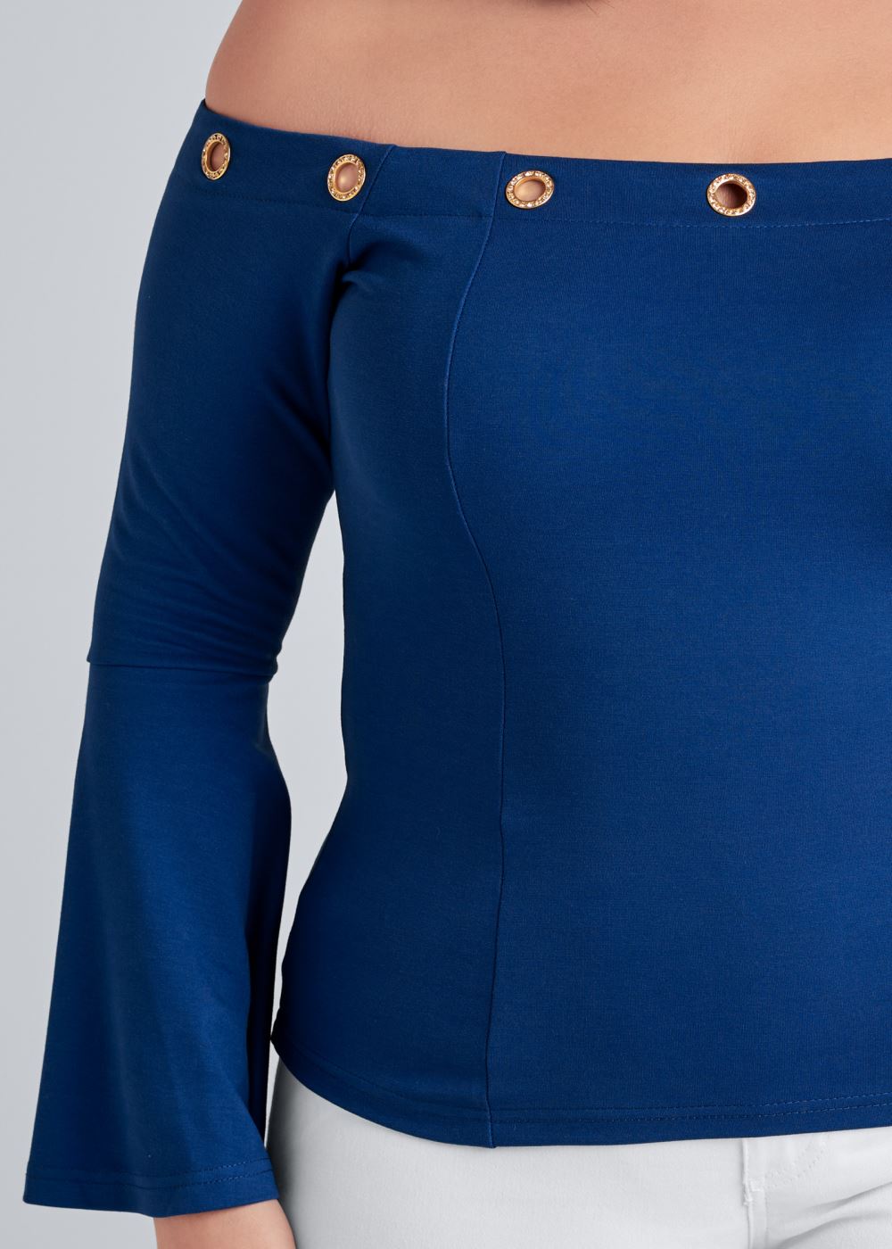 Venus Plus Size Off-The-Shoulder Grommet Top