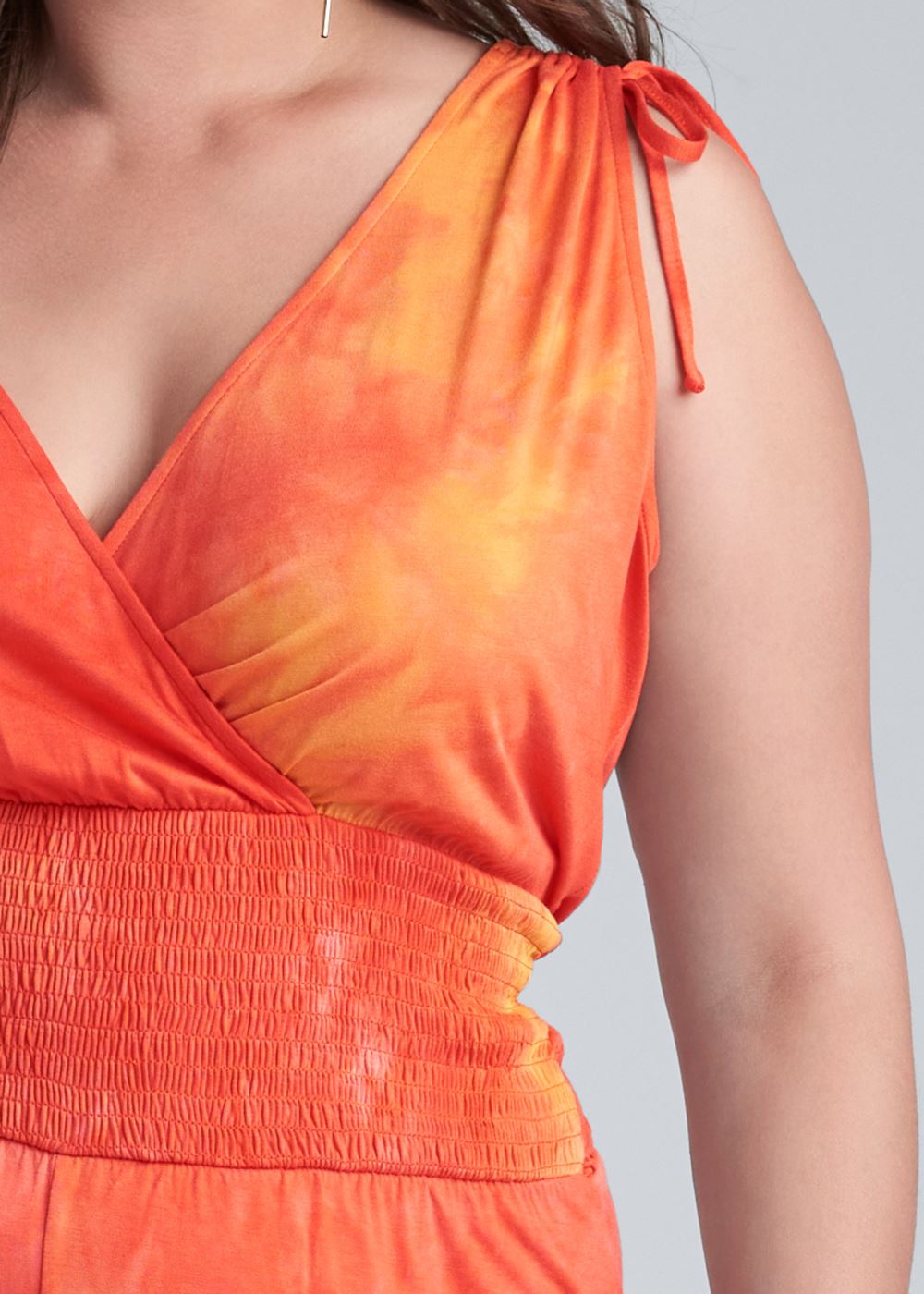 Venus Plus Size Tie Dye Jumpsuit in Orange Multi