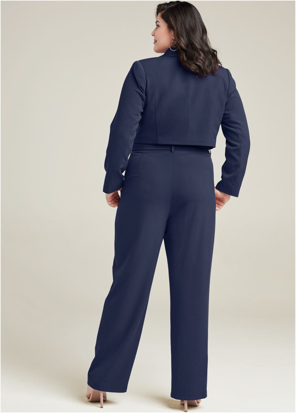 Venus Plus Size Belted Suiting Set in Navy