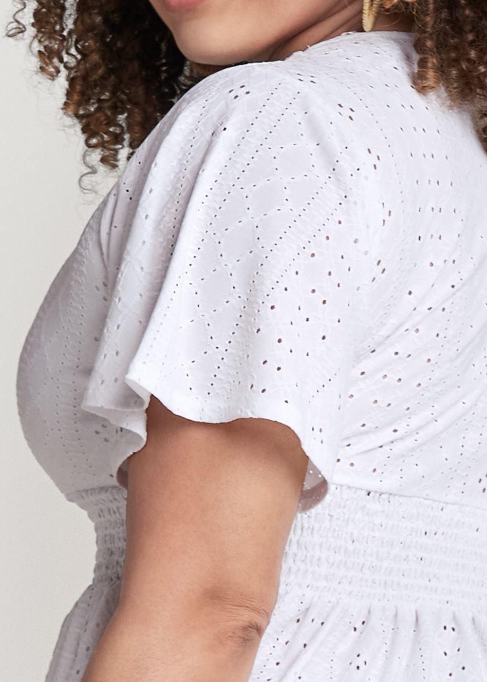 Venus Plus Size Stretch Eyelet Peplum Top