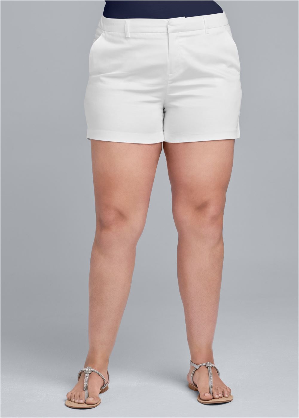 Venus Plus Size Solid Shorts - White