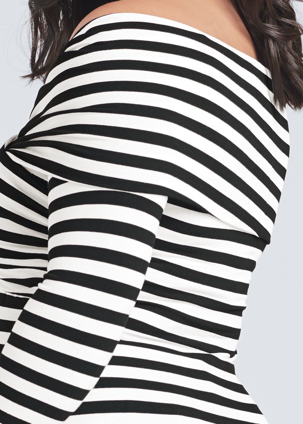 Venus Plus Size Stripe Off-The-Shoulder Top