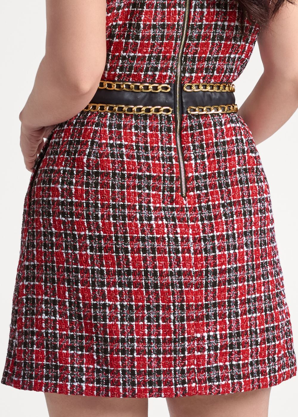 Venus Plus Size Collared Tweed Dress