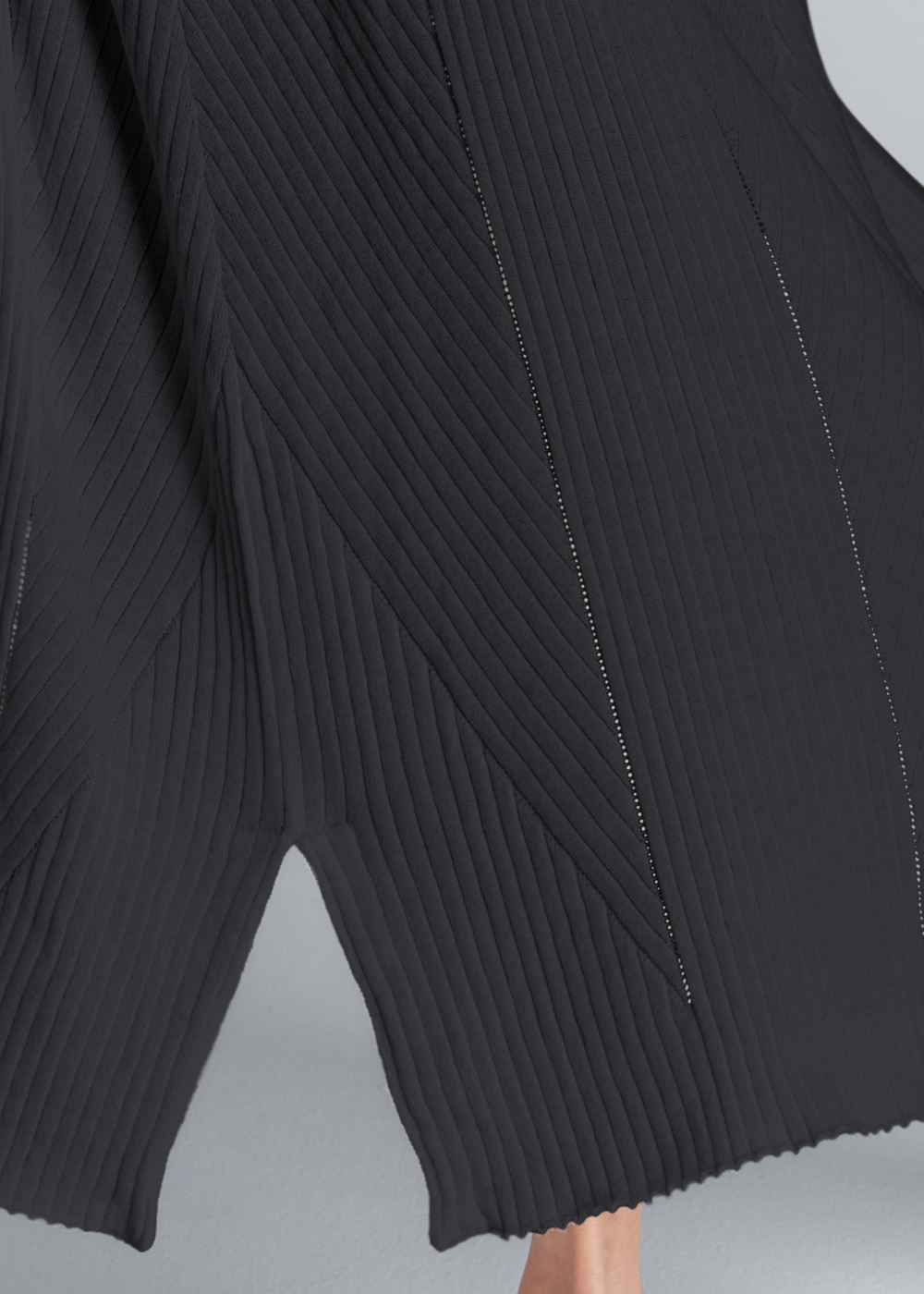 Venus Plus Size Long Ribbed Duster in Black