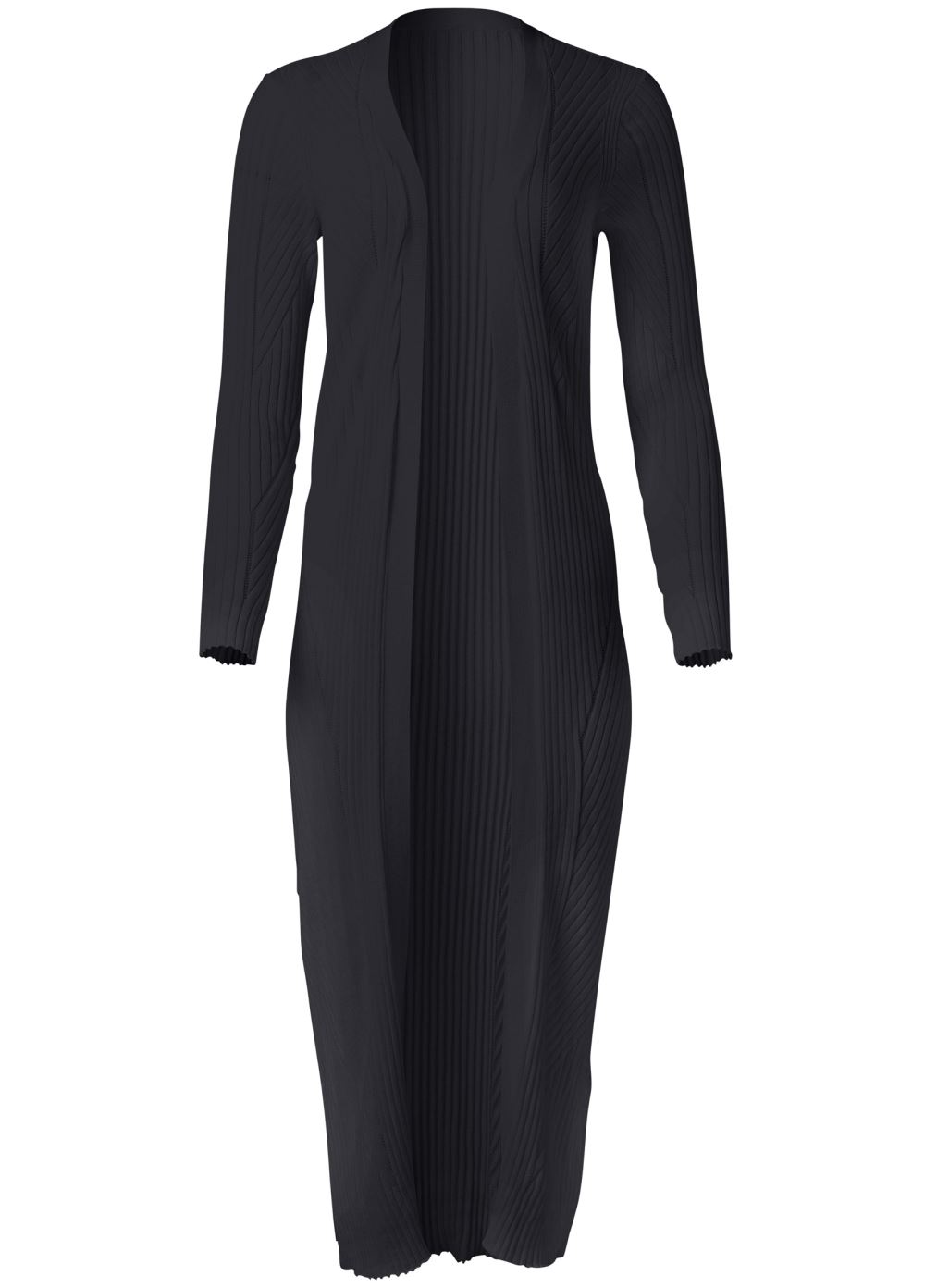 Venus Plus Size Long Ribbed Duster in Black