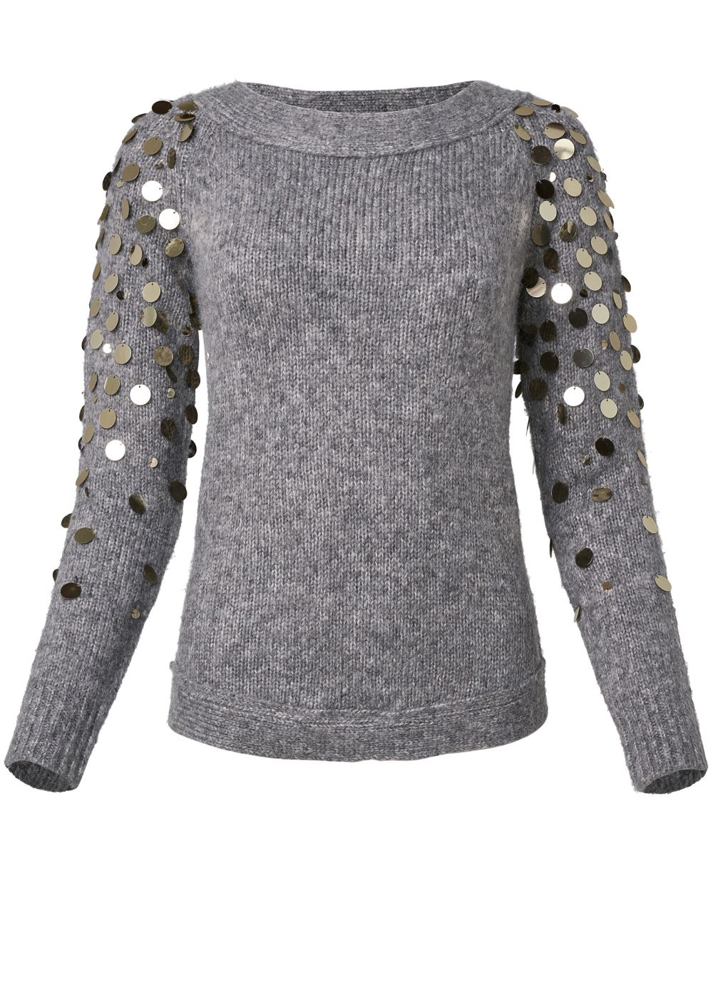 Venus Plus Size Open Back Paillette Sweater in Grey
