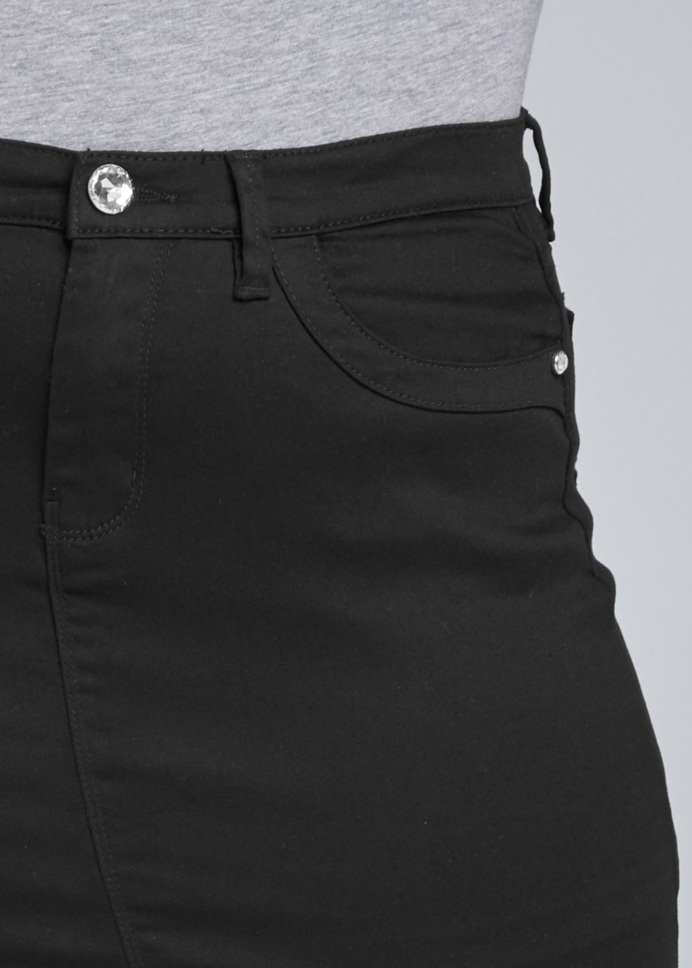 Venus Plus Size Mini Jean Skirt - Black