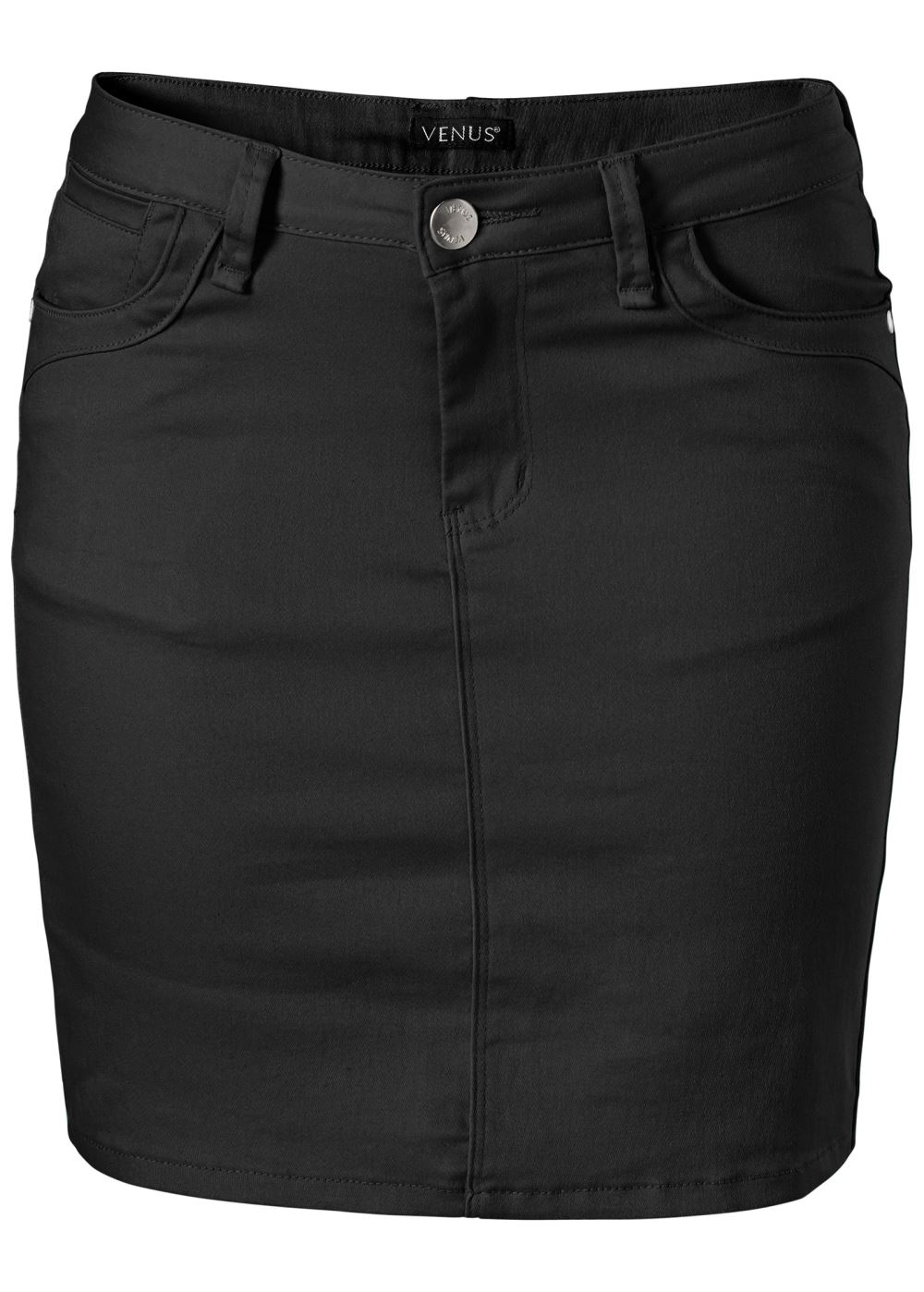 Venus Plus Size Mini Jean Skirt - Black