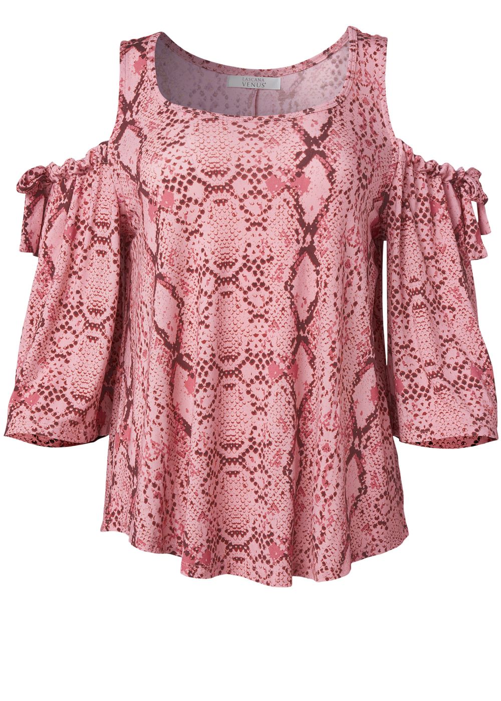 Venus Plus Size Paradise Python Cold-Shoulder Top