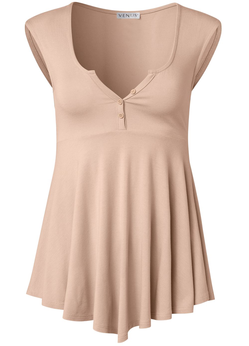 Venus Plus Size Henley Babydoll Top