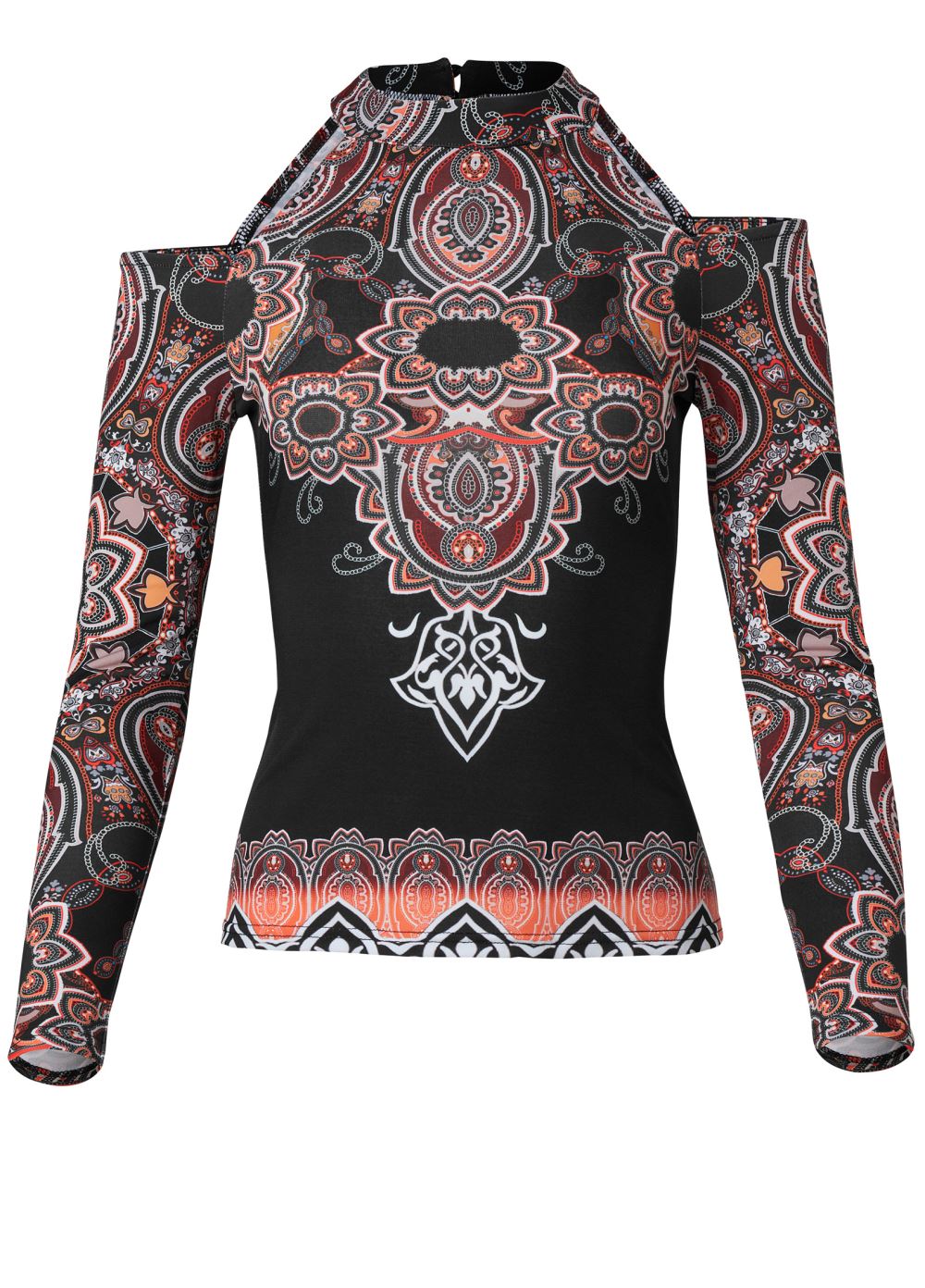 Venus Plus Size Paisley Cold-Shoulder Top