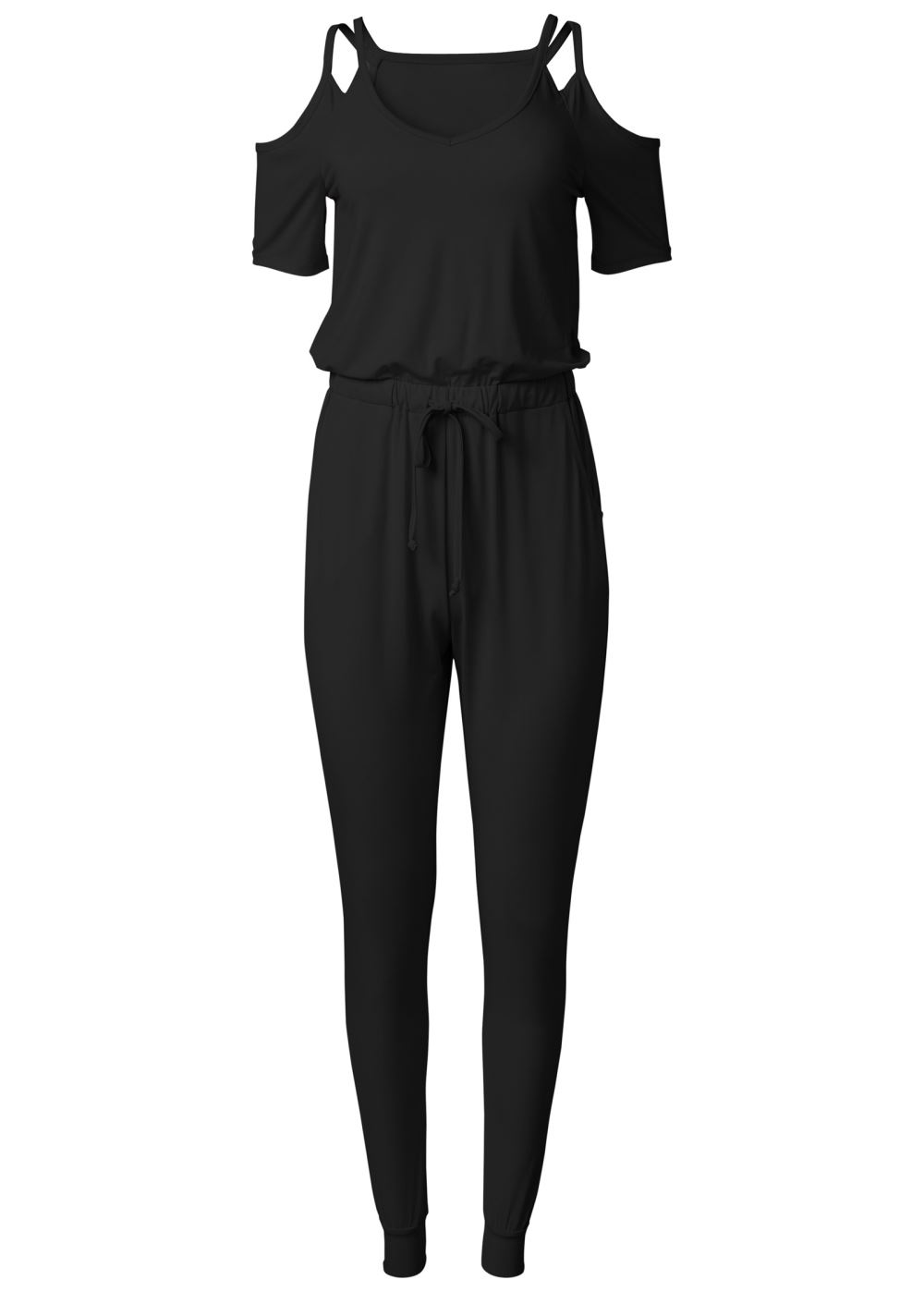Venus Plus Size Cold-Shoulder Jumpsuit in Black