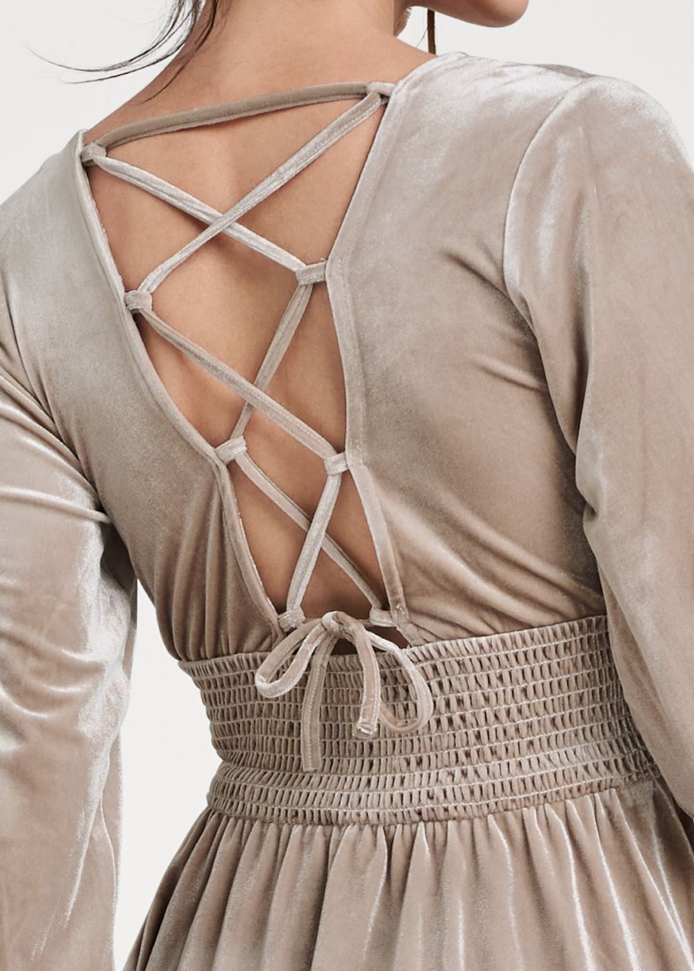 Venus Plus Size Lace-Up Back Velvet Dress