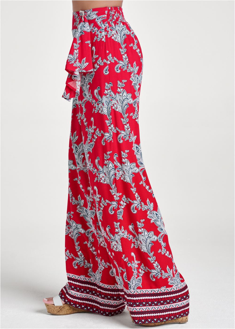Venus Plus Size Paisley Patriotic Pants in Red And Blue