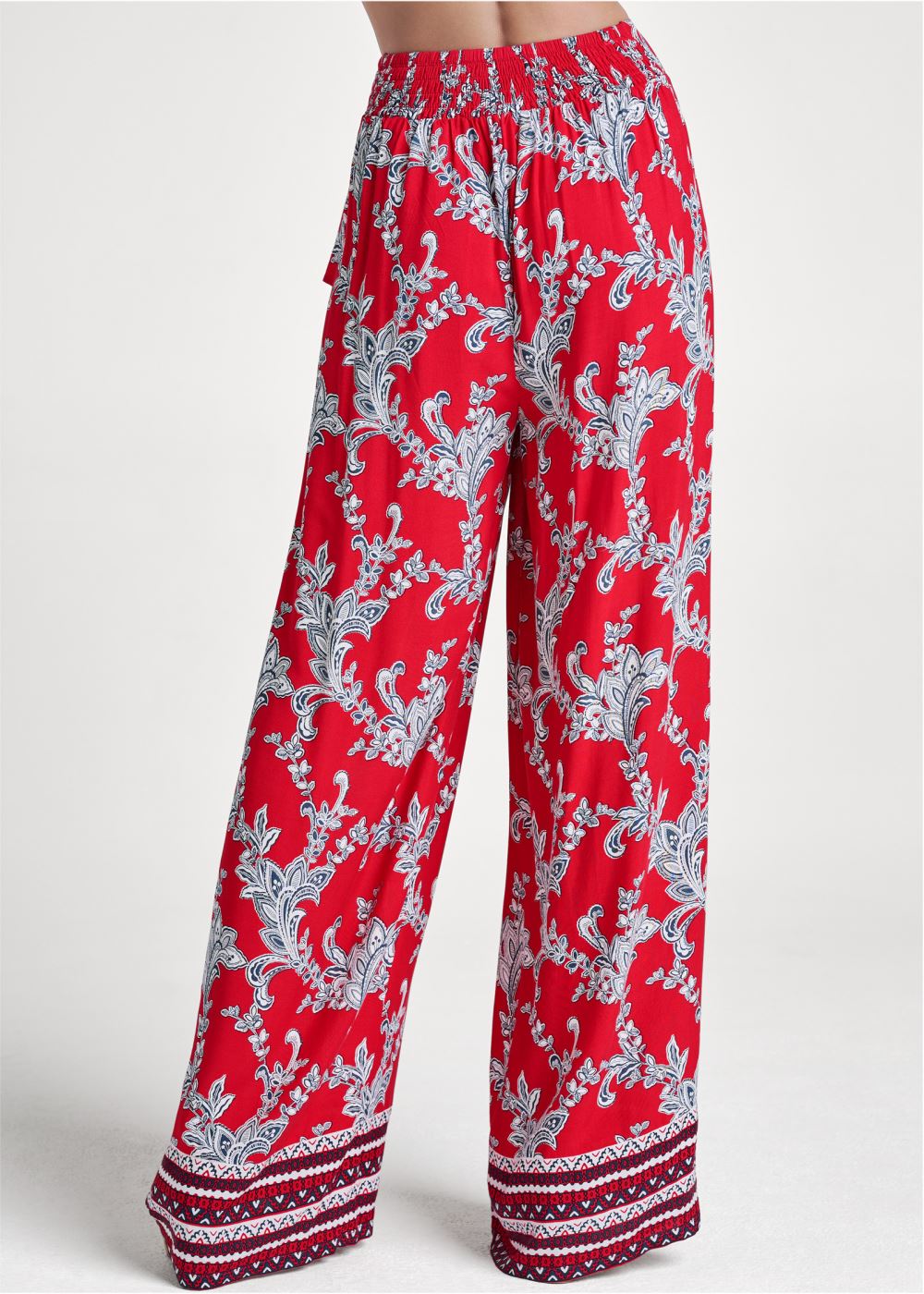 Venus Plus Size Paisley Patriotic Pants in Red And Blue