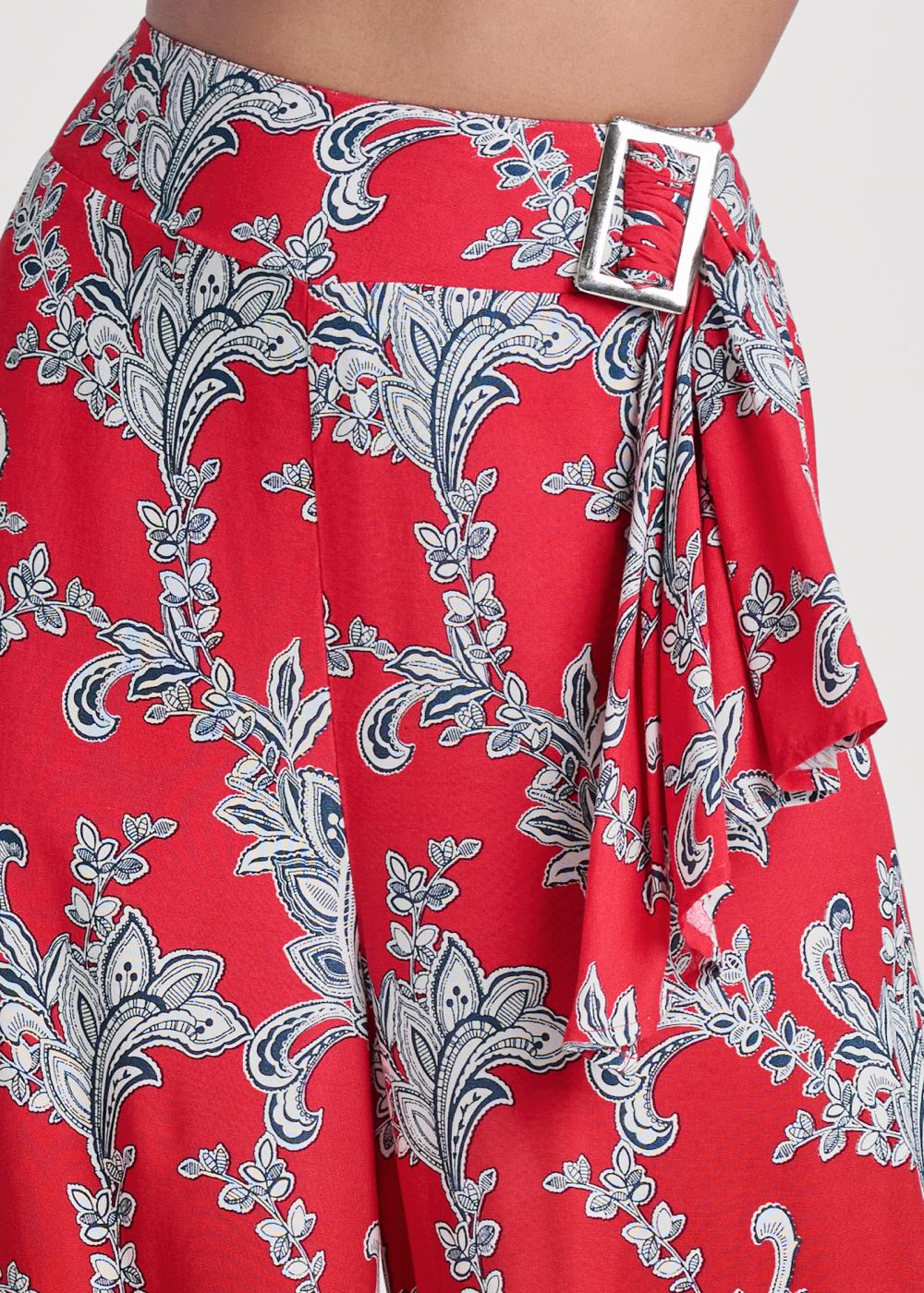 Venus Plus Size Paisley Patriotic Pants in Red And Blue