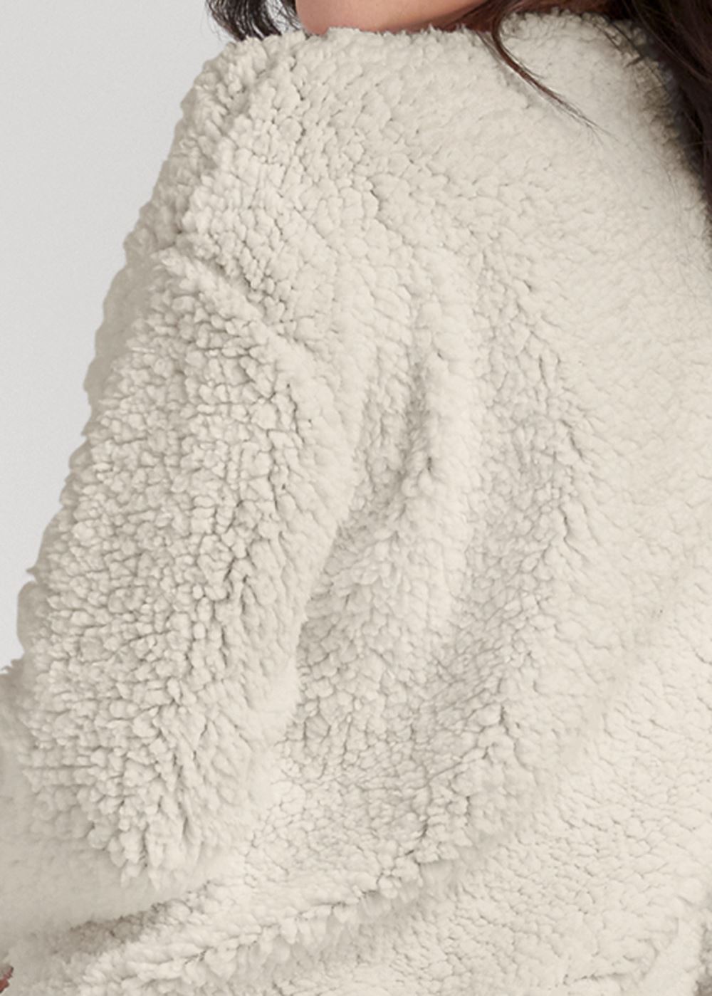 Venus Plus Size Snowflake Sherpa Sweatshirt in White & Red