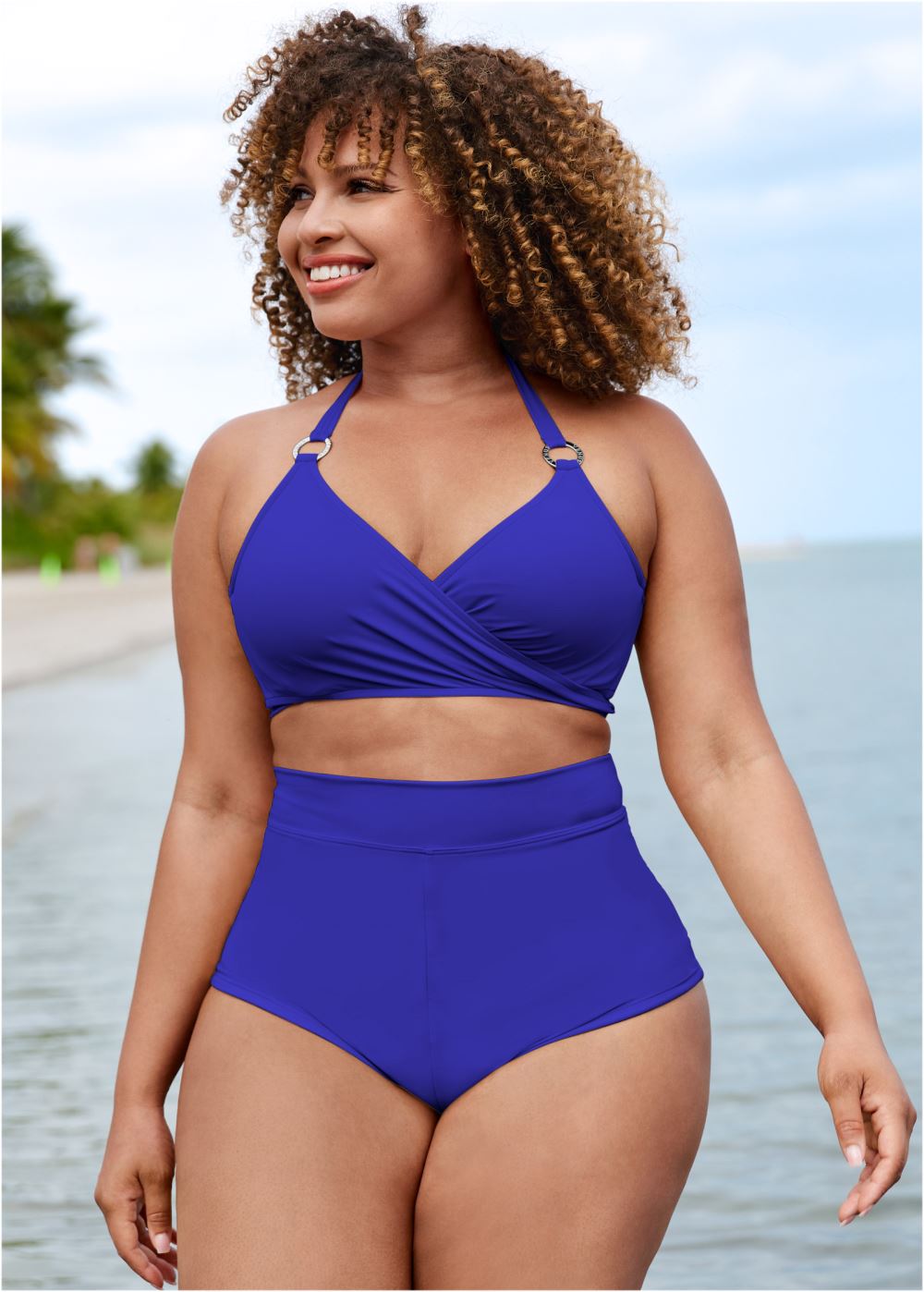 Venus Plus Size Underwire Wrap Top Bikini - Cobalt Blue