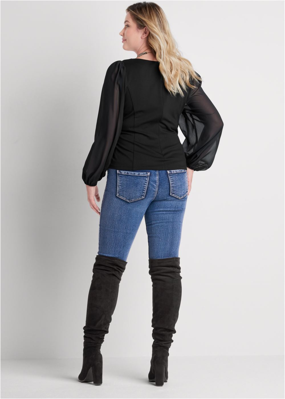 Venus Plus Size Faux-Leather Mesh Top