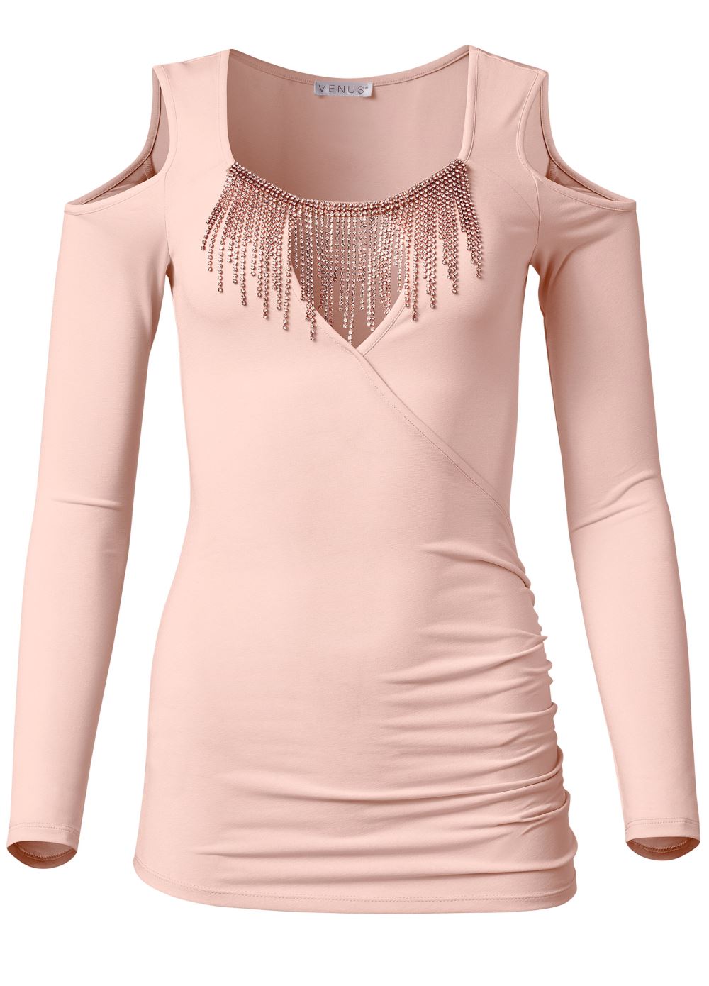 Venus Plus Size Rhinestone Trim Cutout Top