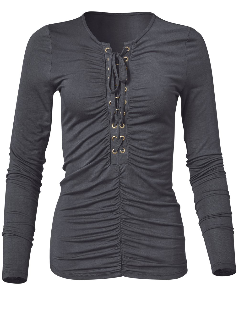 Venus Plus Size Lace Up Ruched Top