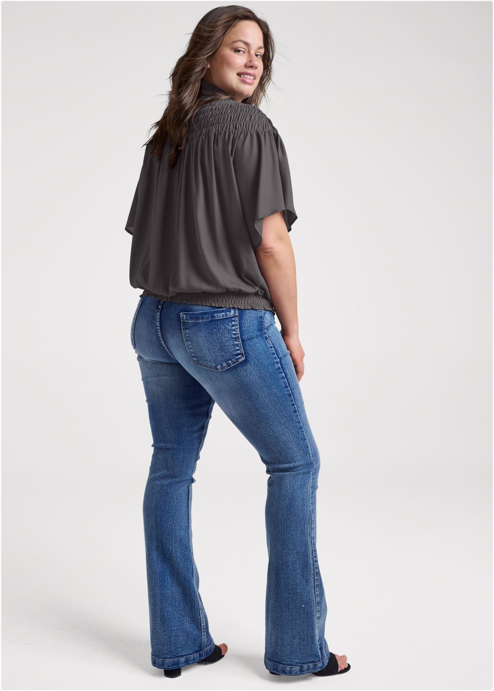 Venus Plus Size Smocked Blouson Top