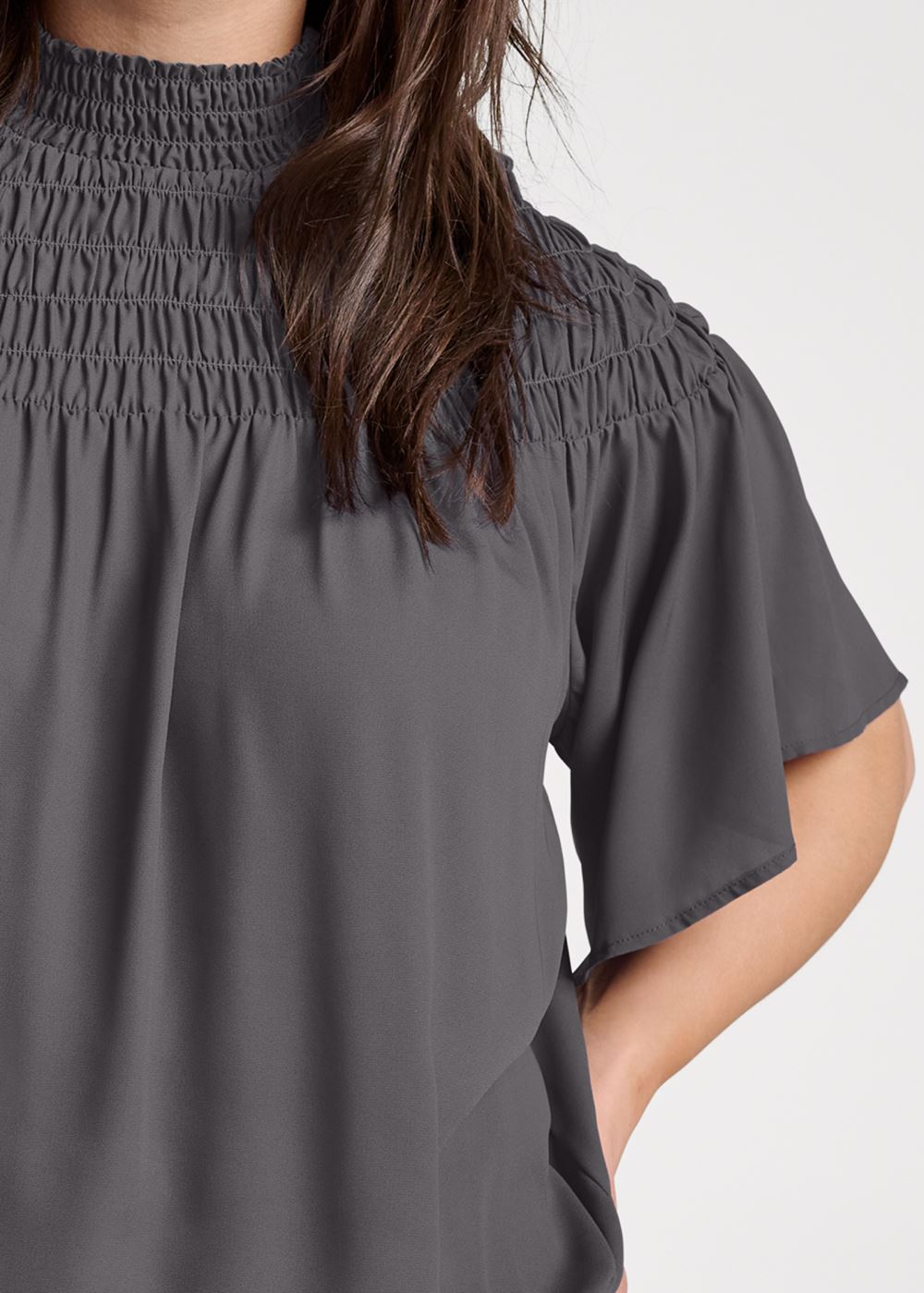 Venus Plus Size Smocked Blouson Top