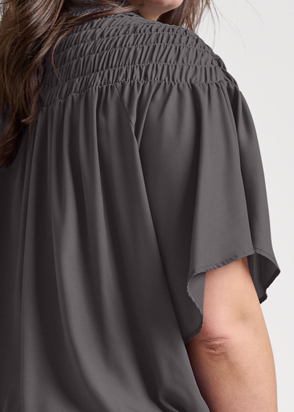 Venus Plus Size Smocked Blouson Top