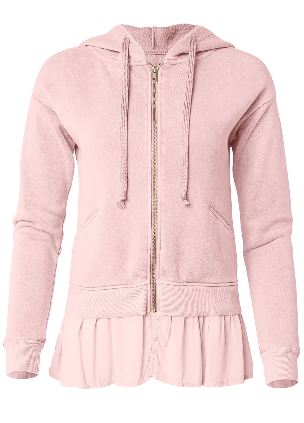 Venus Plus Size Ruffle Hem Lounge Jacket in Light Pink