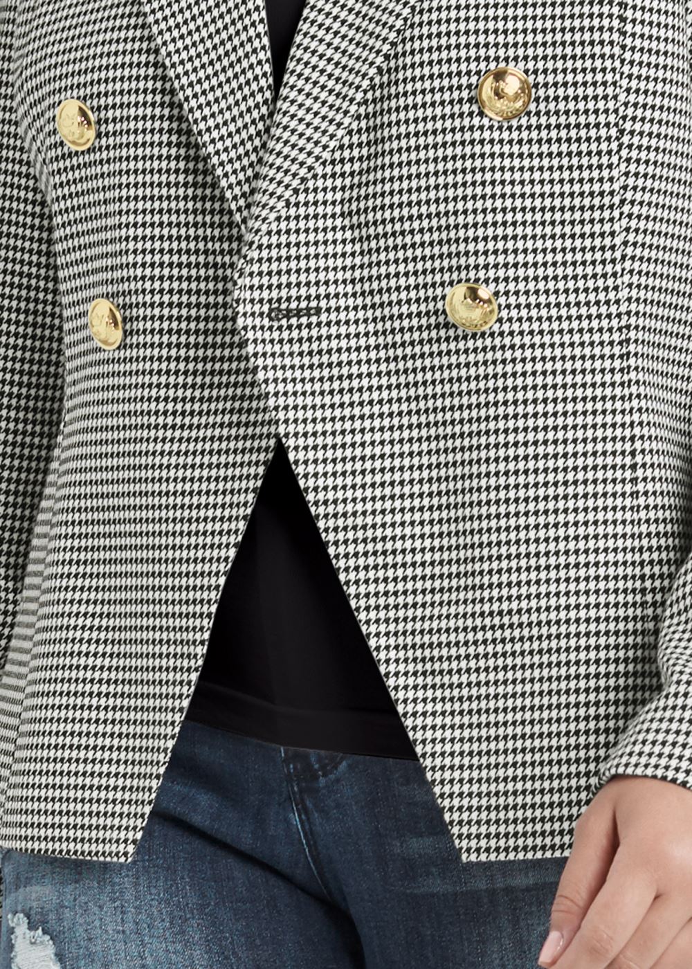 Venus Houndstooth Double Breasted Blazer in Black & White