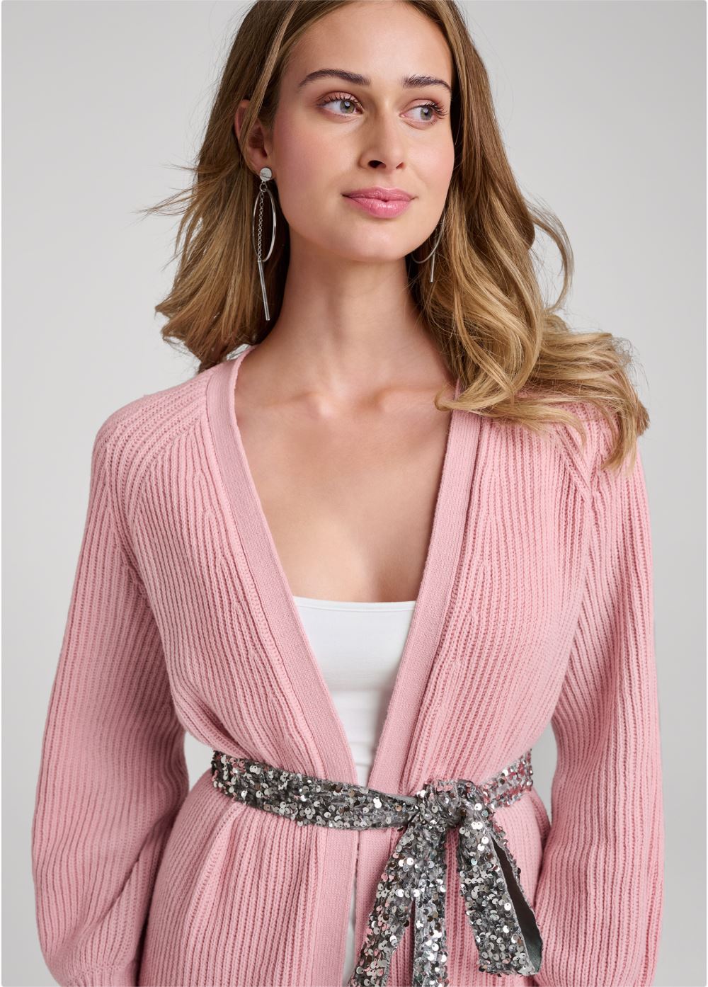 Venus Plus Size Sweater Duster in Pink