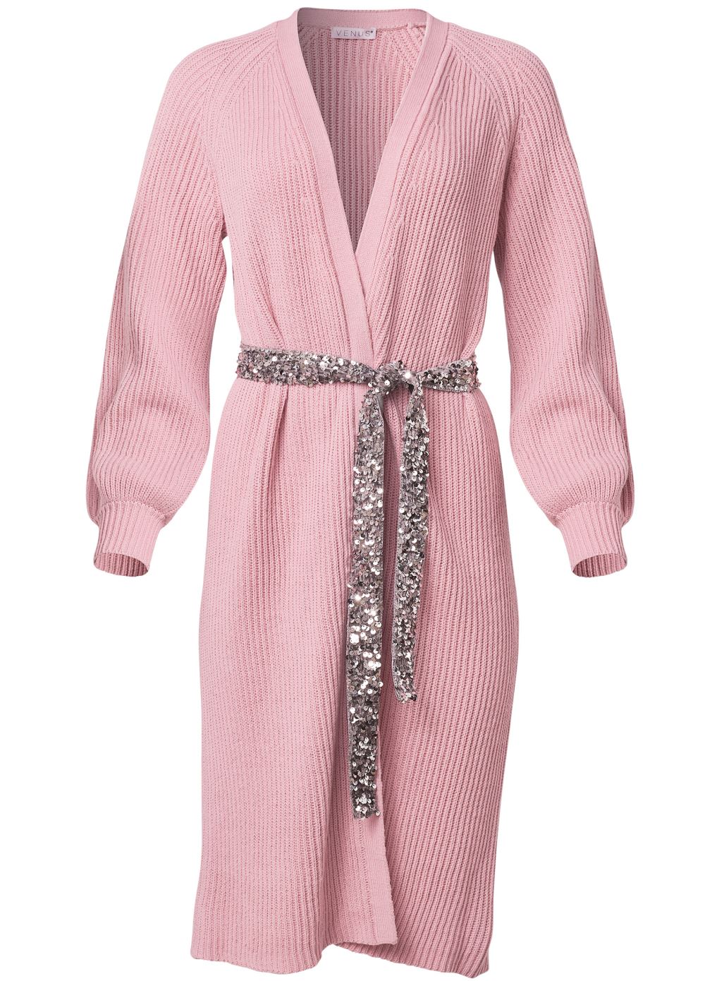 Venus Plus Size Sweater Duster in Pink