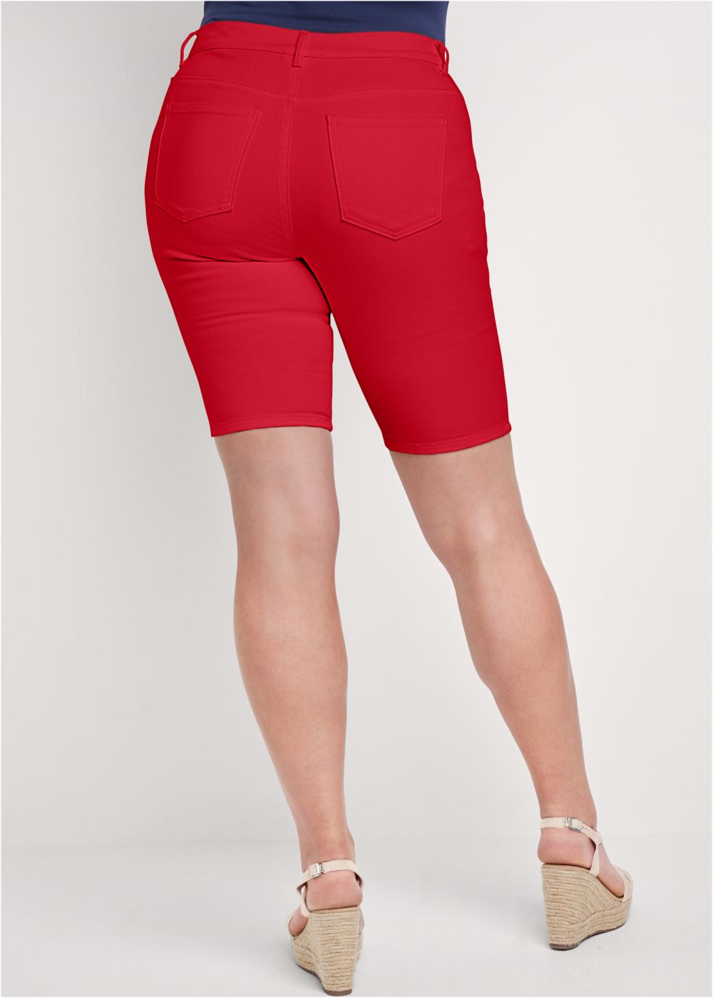Venus Plus Size Jean Bermuda Shorts - Red